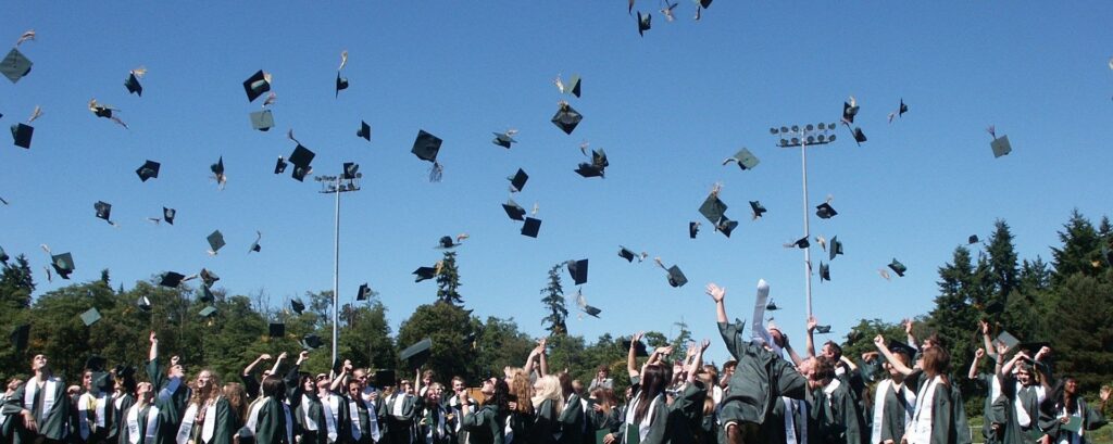 graduation ceremony - throwing caps